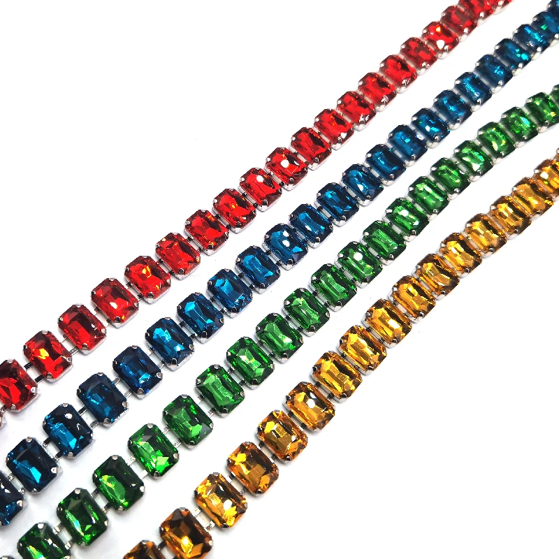 New Arrival Rhinestone Multicolored Crystal Diamante Diamond Sew On Crystal Trimming For Garment Crafts Decoration