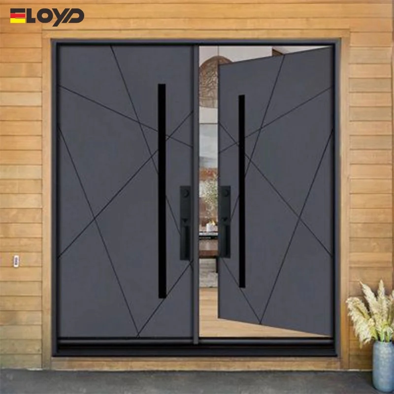 Eloyd Customizable Exterior Security Front Entry Aluminum Door Stainless Steel Pivot Metal Main Entrance Customized Front Door