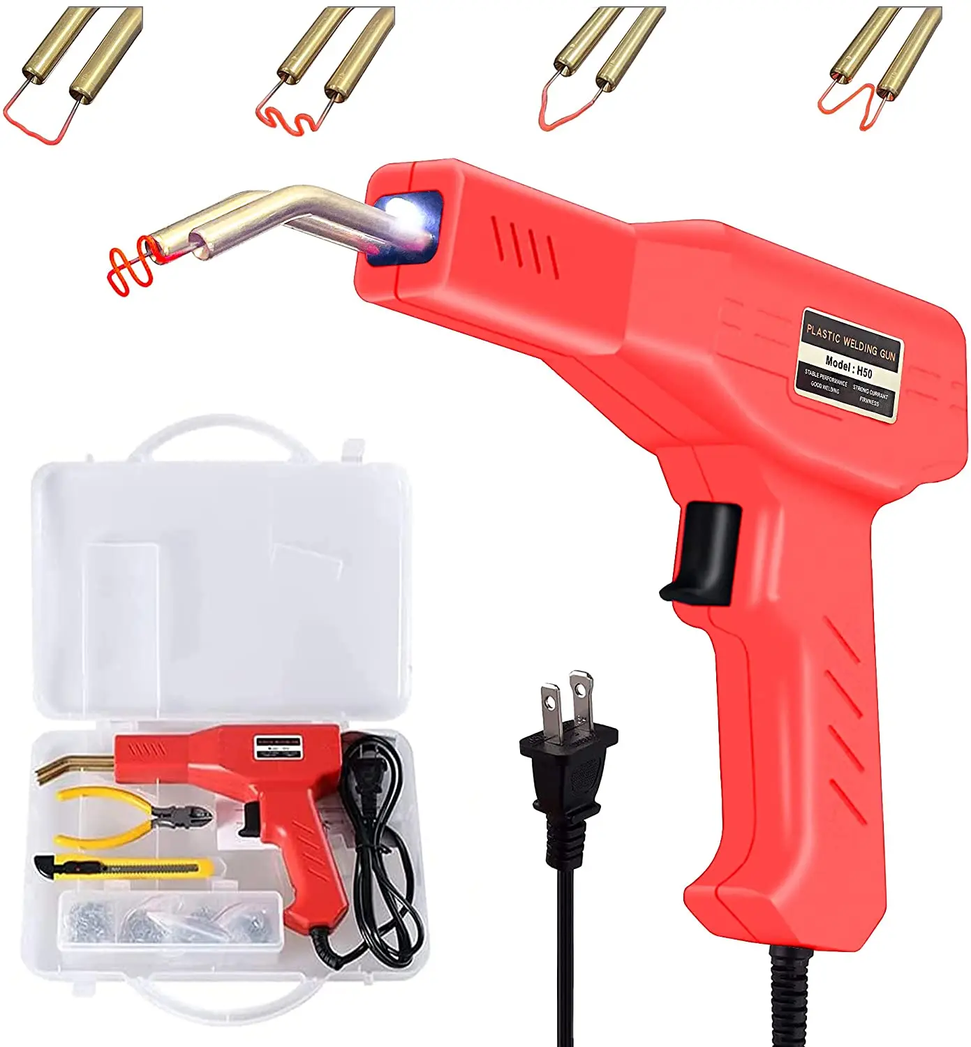 50w Hot Stapler, Plastic Welding Machine Car Bumper Repair Kit, Plier, Flat/Outside Corner/Inside Corner/Wave Staples