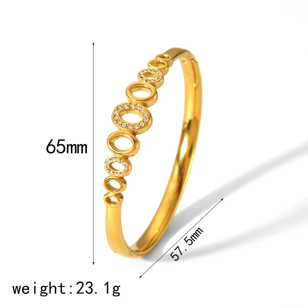 Diverse styles 18k gold open titanium steel bracelet high-grade ins light luxury zircon stainless steel hand jewelry