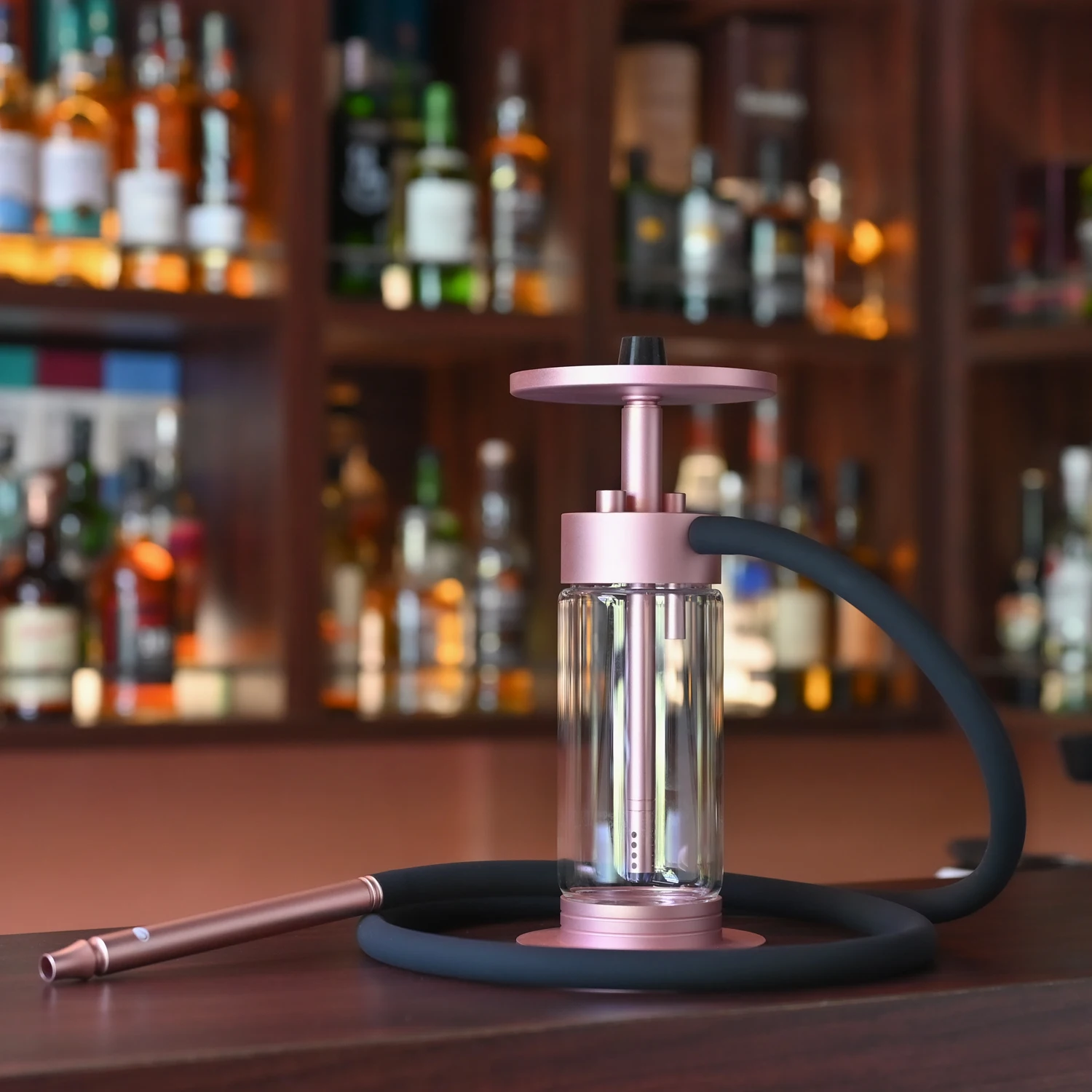 2024 New Arrival Modern Colorful Portable premium electric luxury travel Pink stainless steel glass shisha hookah