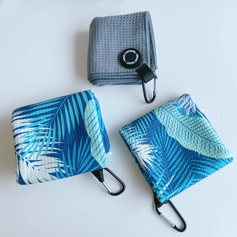 Custom Personalized Printed waffle Material Quick Drying Golf Towel Blank Printing Golf Towels with magnet