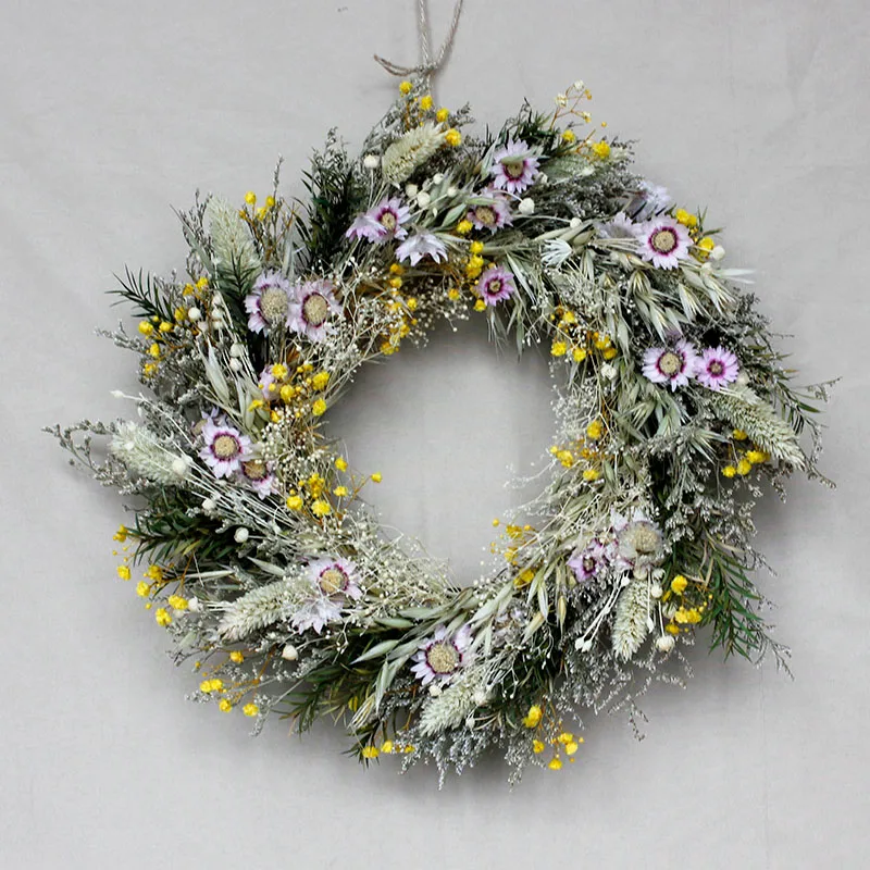 Softdream Wholesale boho decorative garland natural real forever preserved rose dried flower christmas wreath for decor