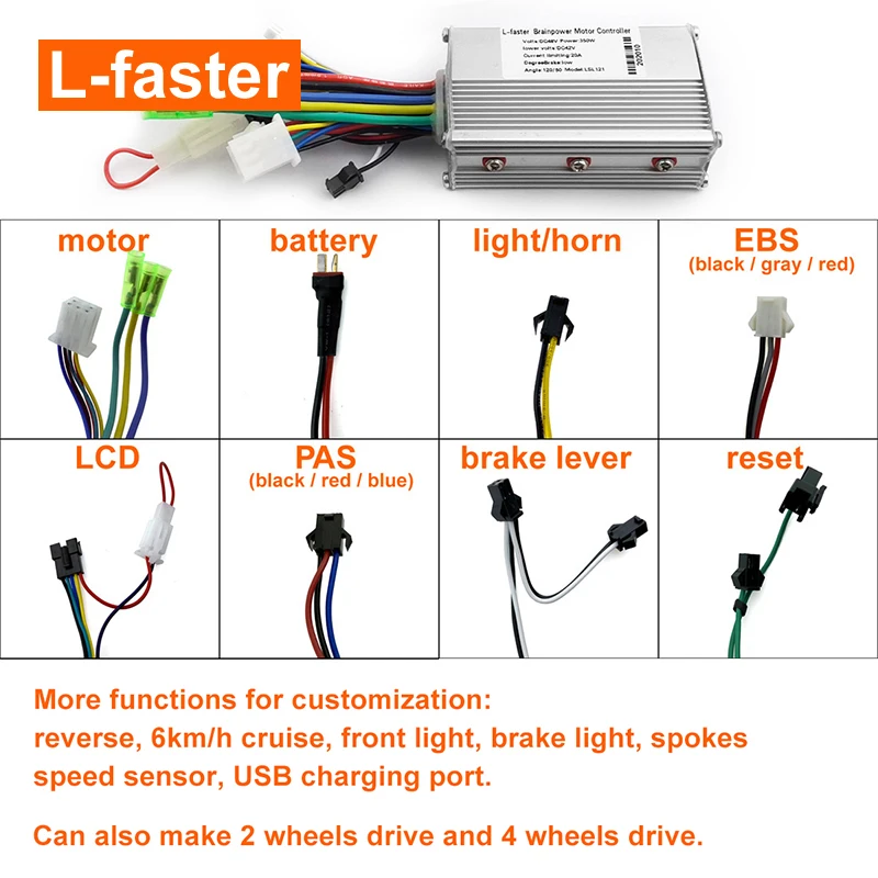 DIY 30 KM/H LCD Panel Thumb Throttle hub motor 48v 350w 8 inch electric scooter With EBS Thumb Brake