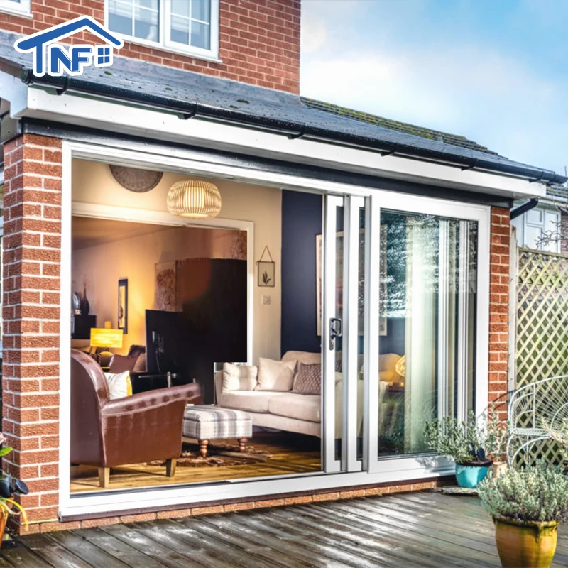 Heat proof Slim Frame sound-proof Aluminium Alloy Frame House use  glass sliding patio door