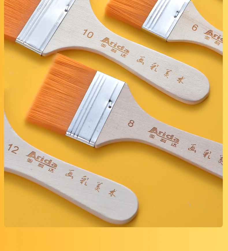 High Quality Nylon Paint Brush Different Size Wooden Handle Watercolor Brushes For Acrylic Oil Painting School Art Supplies
