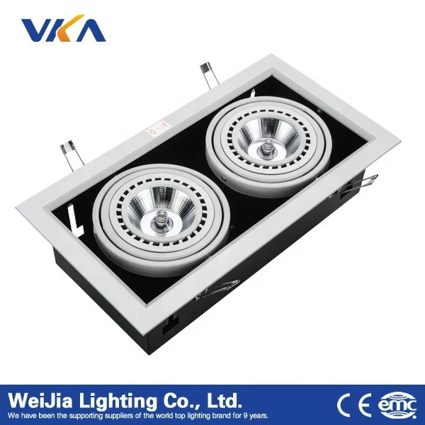 led ar111 light 2*15w retangular recessed dimmable led grille light  express