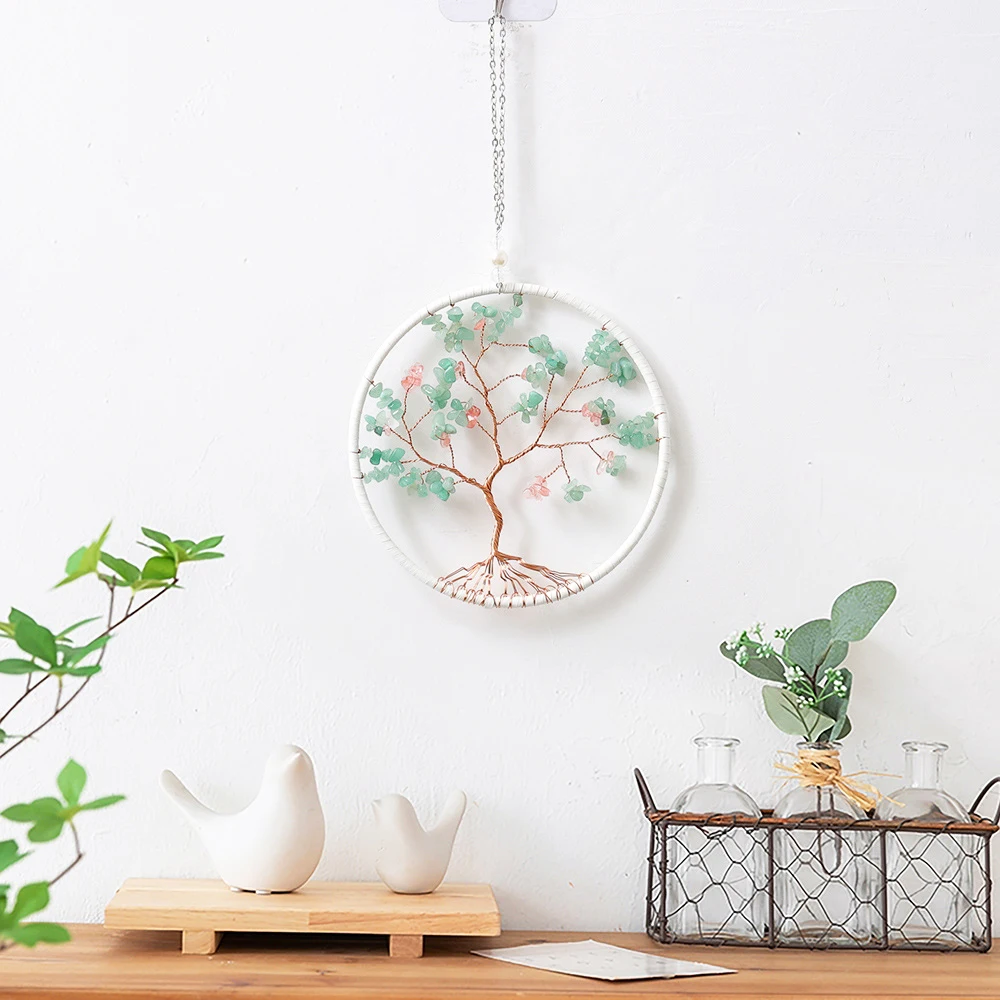 Natural Amethyst Tree Of Life Wire Wrap Gemstone Raw Reiki Healing Crystal Chakra Wall Hanging Ornament