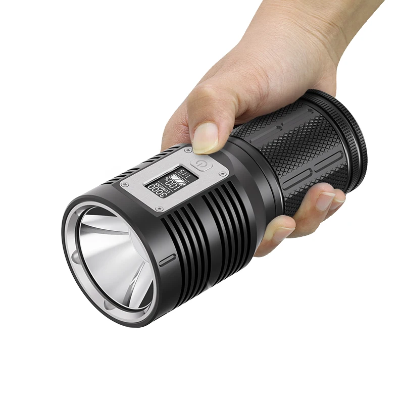 Huanuoda best cheap aluminum big battery branded packaging bright camping edc emergency led flashlight in 2021 for outdoor