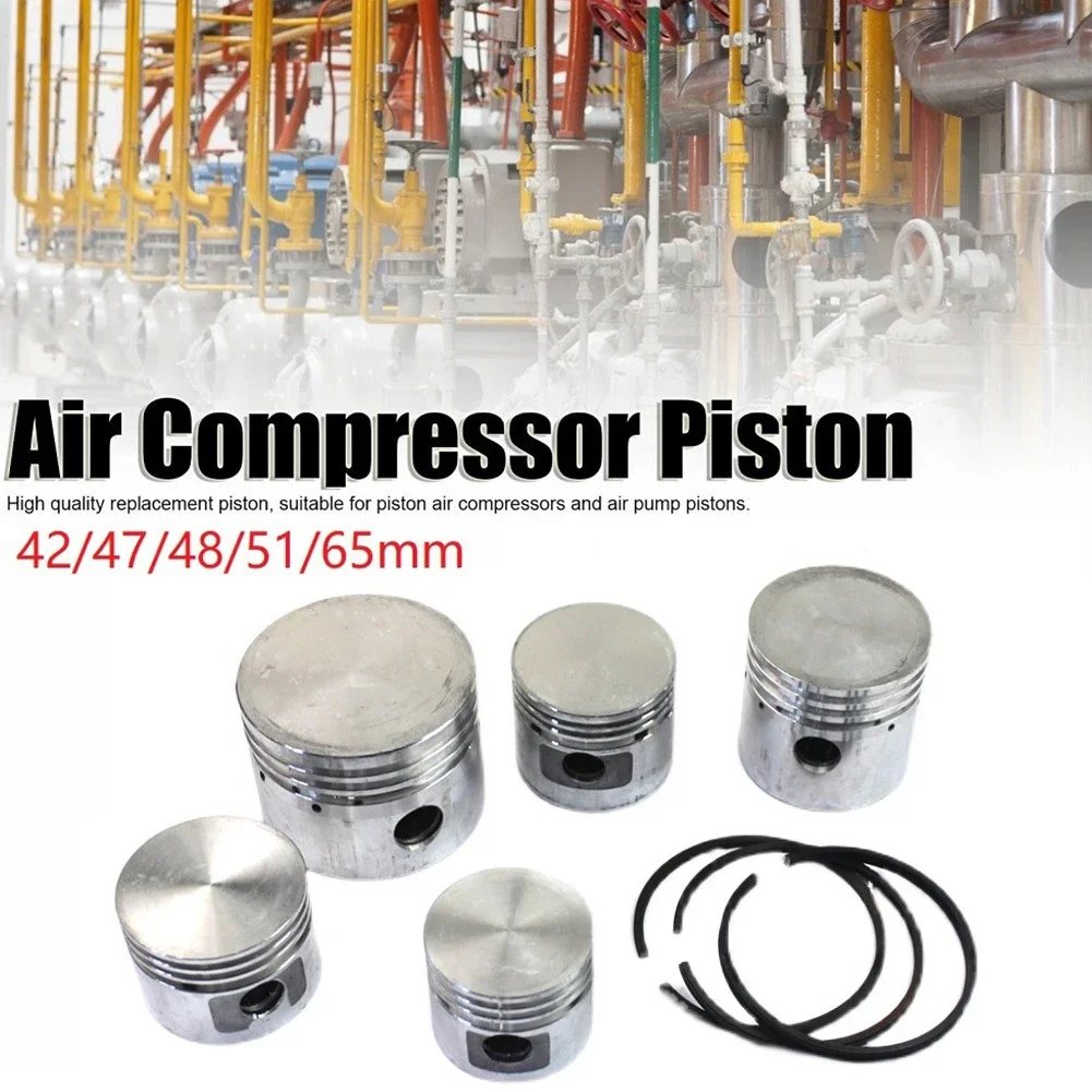 Air Compressor Piston with Black Rings 42 47 48 51 65mm Metal Pump Pistons Tools Accessories