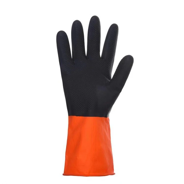Wholesale Two-color Waterproof Acid Alkali Resistant Labor Protection Rubber Latex Household Gloves