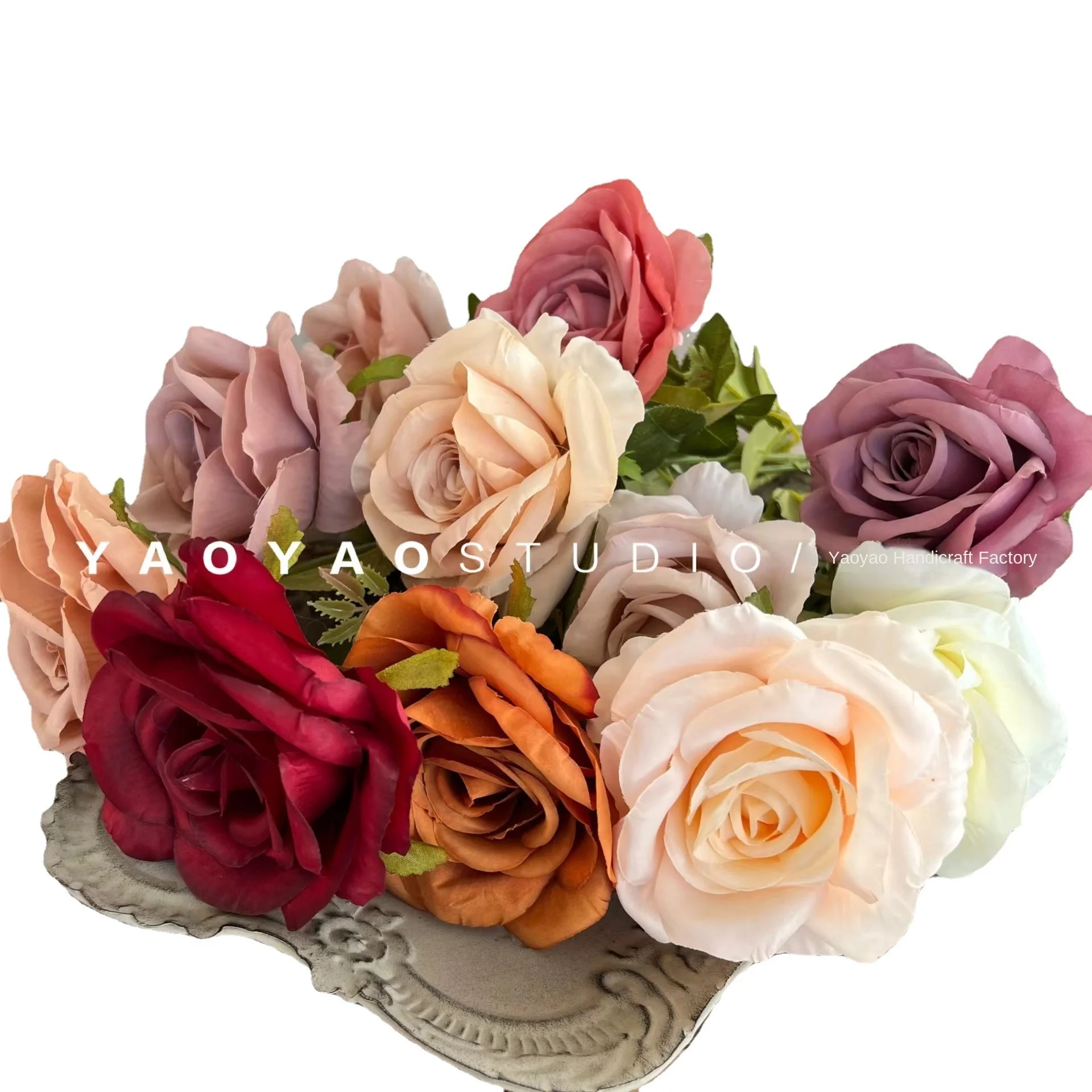 Single Branch  Rose Simulation Artificial Flowers for Wedding Hotel Decorations Home Use Foreign Trade Compliant