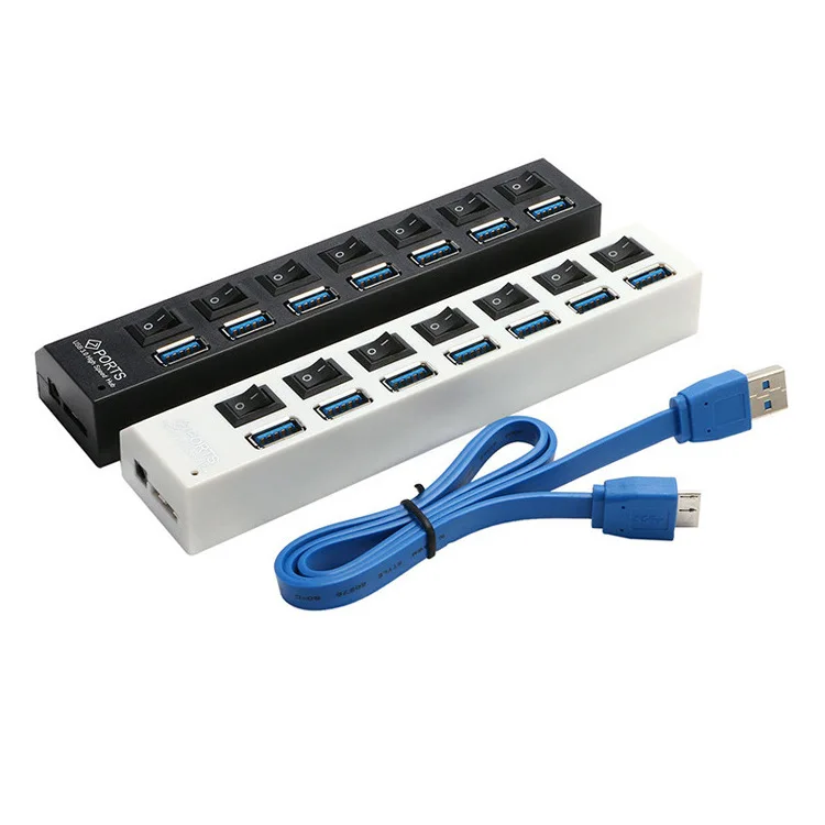 7 Port USB 3.0 Hub Data USB Hub Splitter High Speed Data USB Extension for Laptop PC MacBook, Mac Pro Mobile Phone