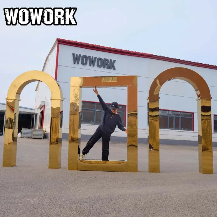 2024 в стиле WOWORK металлическая сетка Круглый Круг сердце Свадебные товары Золотая оправа арочный фон для украшения вечеринки сцены