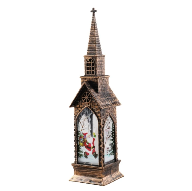 Plastic led night light small wind lamp Steeple church vintage bronze color christmas gift decoration night light led mini lamp