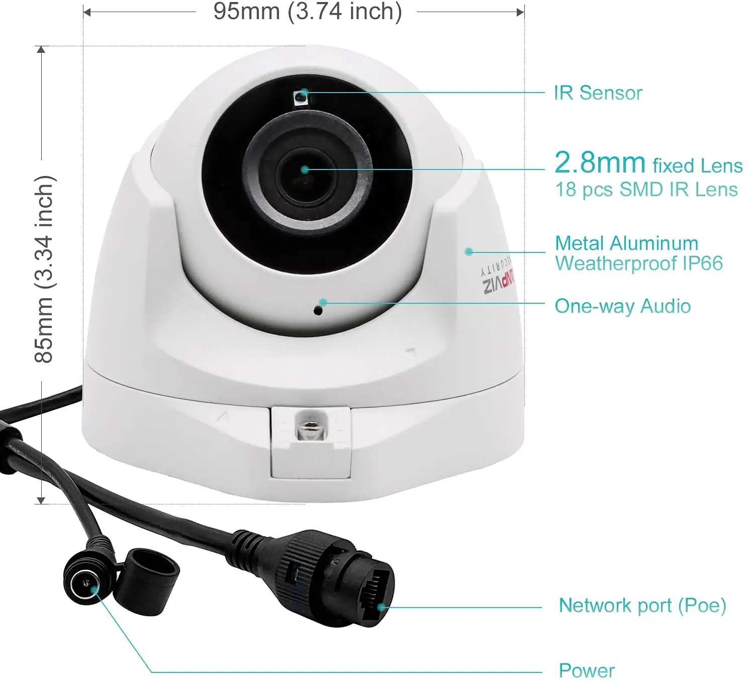 Anpviz 5mp ip camera Turret outdoor/home mini ip camera Built in Audio/Mic cctv camera security Night Vision 120dB WDR IP66