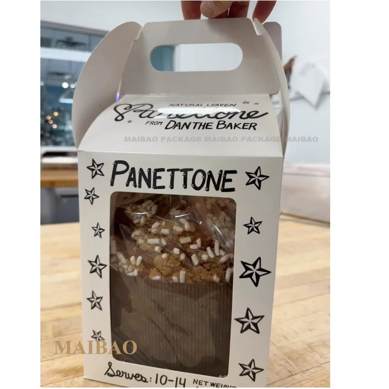 Wholesale Cake Dessert Takeaway Boxes Italian Classic Panettone Round Box Cupcake Packaging Paper Customized Box For Panettone