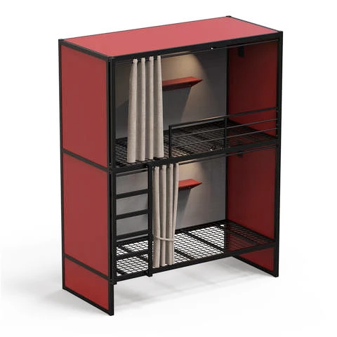 Modern Minimalist Style Iron Bunk Bed Space Capsule for Student Dormitory with Large Storage Space