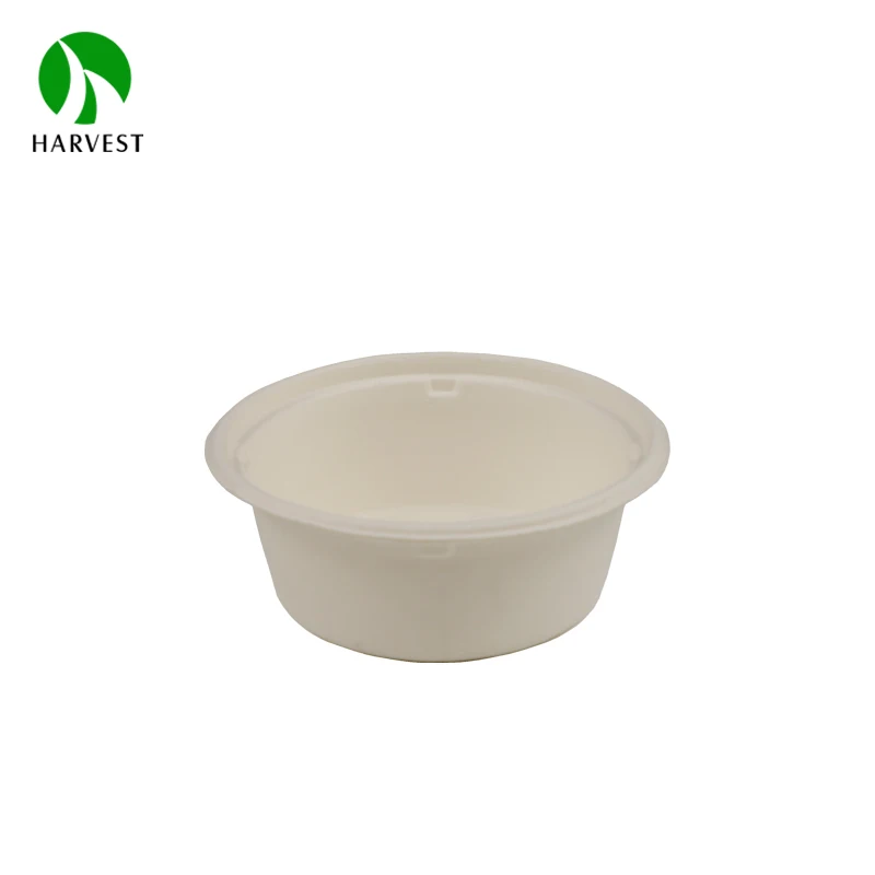 100% Biodegradable Compostable 12 16 oz Soup Disposable White Sugarcane Bagasse Salad Bowl With Lid