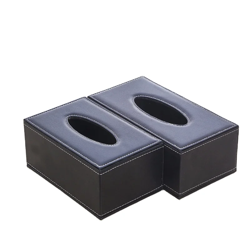 Custom PU Leather Tissue Box Cover Stylish Hotel Tissue Box Holder with Magnetic Bottom for Bathroom Bedroom or Office