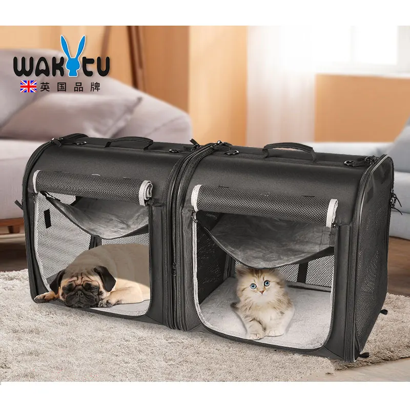 C70 Outdoor Camping Foldable Collapsible Portable 2-in-1 Medium Dog Cat Mats Cage House Hommocks Twin Pet Carrier Bag OEM