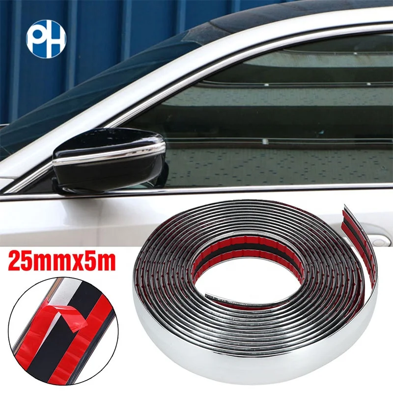 25MMX3M Moulding Trim Silver Chrome Strip Car Door Edge Window Bumper Decoration