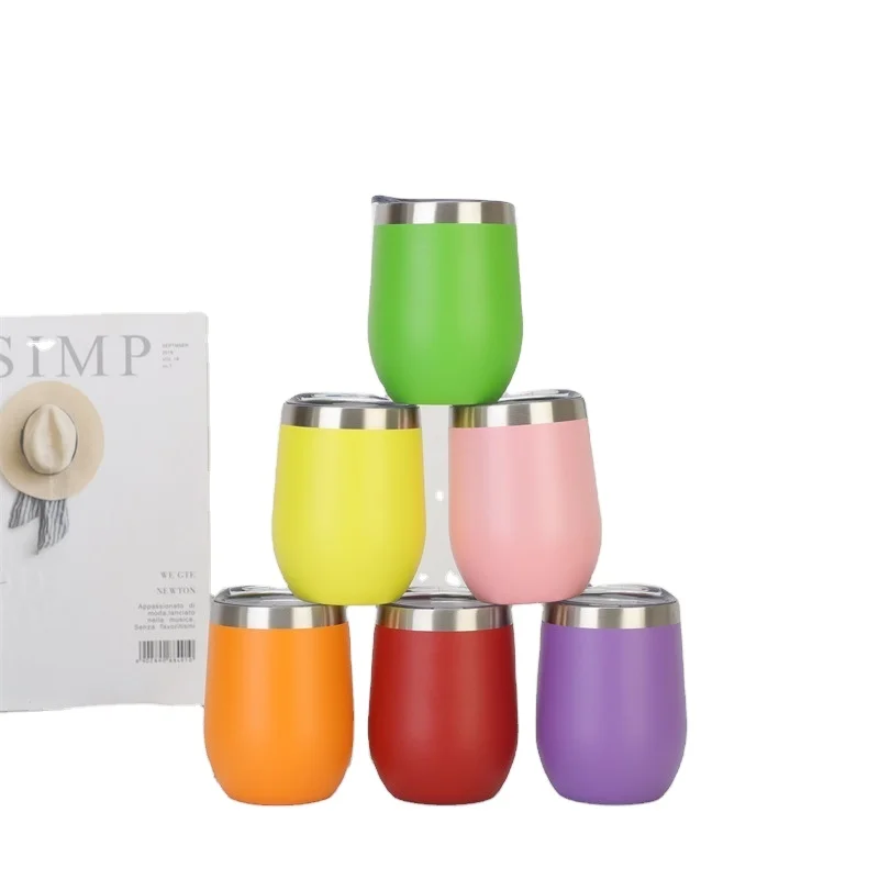 12oz Stainless Steel Double Wall Stemless Wine Tumbler With Lid