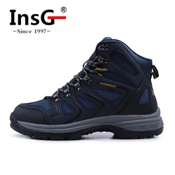 Fashion simple waterproof fabric upper hiking shoes anti slip men outdoor trekking boot