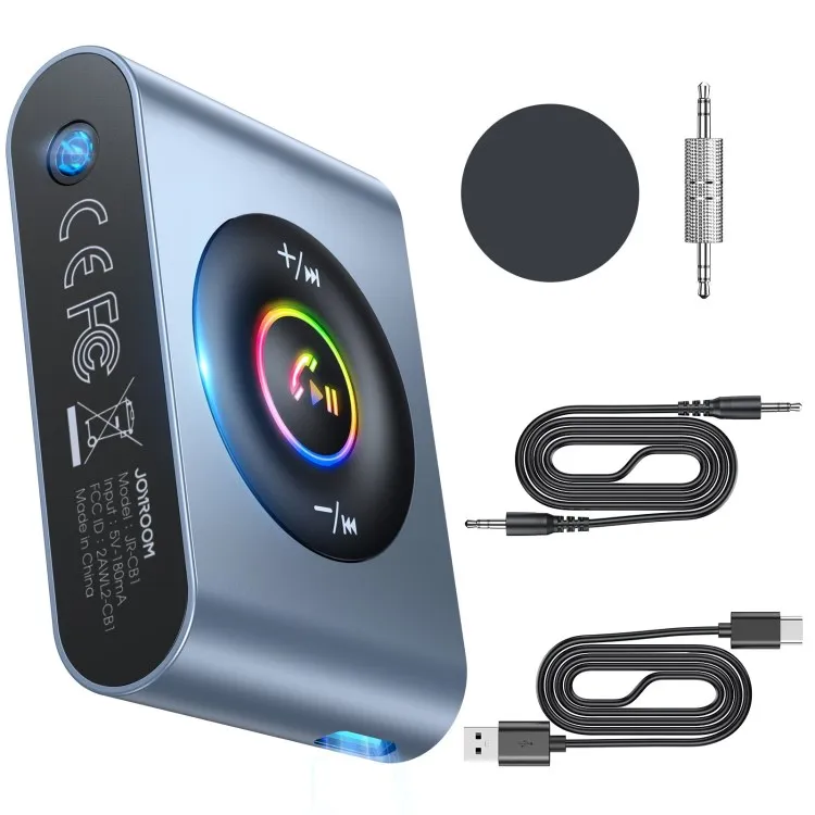 JOYROOM JR CB1 Bluetooth 5.3 Car Adapter Wireless Magnetic Audio Receiver MP3 Player LED 3.5mm AUX Radio Modulator
