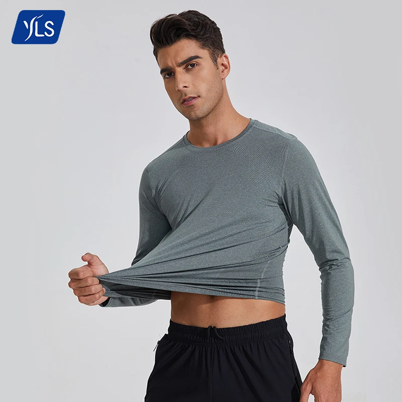 YLS Custom Running Fitness Gym Tops Athletic Sublimation T Shirt Long Sleeve Quick Dry Breathable Sport Clothing for Men