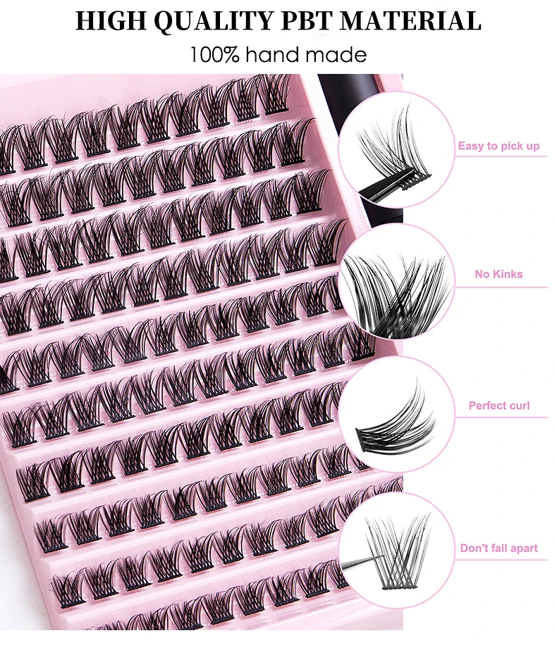 Eyelash C D Curl Wispy Cluster Lashes Wholesale Private Label Faux Mink Mix Natural Single DIY Lash Cluster