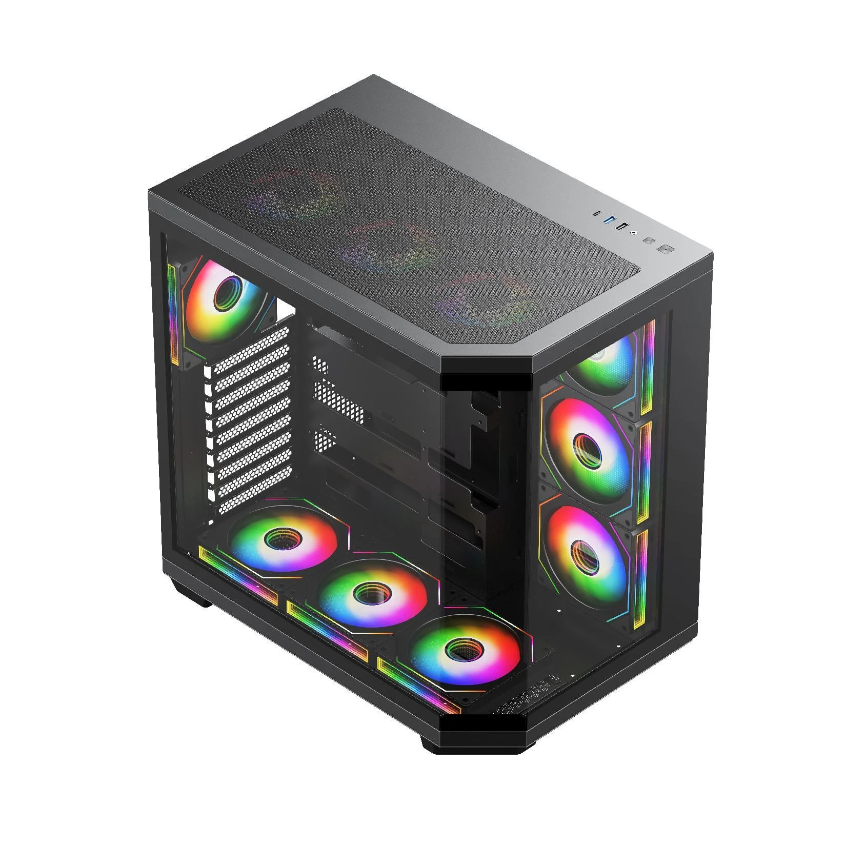 New model customized double-sided glass side Seaview computer case ATX wide capacity esport server chassis