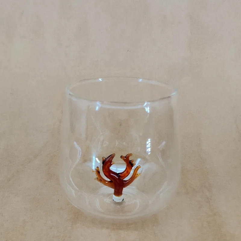 Manufacture Creative Amber Coral Model Cute Glass Water Mug/Drinking Glass Mug/450ml Creative Glass Mug for Online Shops Sale