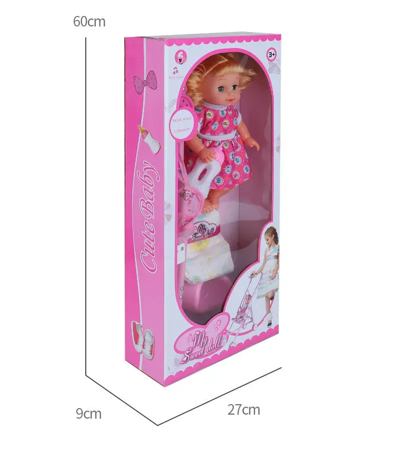 IN STOCK realistic dolly princess talking baby drink water pee sound blink lifereborn dolls with Stroller