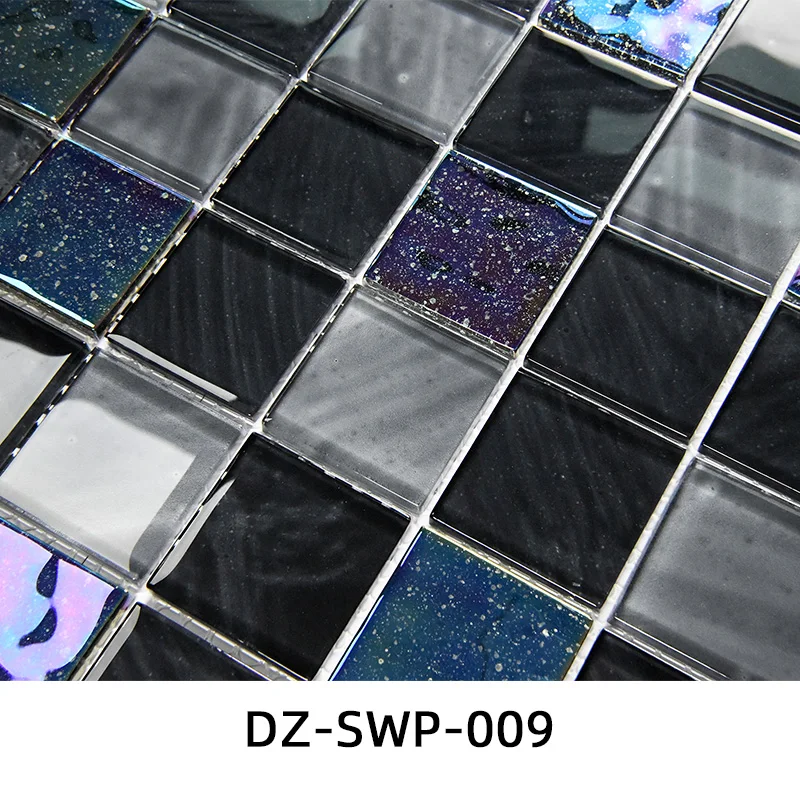 Custom Rainbow Mosaic Swimming pool Mosaic Swimming Pool Ceramic Tile Bathroom Crystal Black Mosaic Tiles With Varied Colors