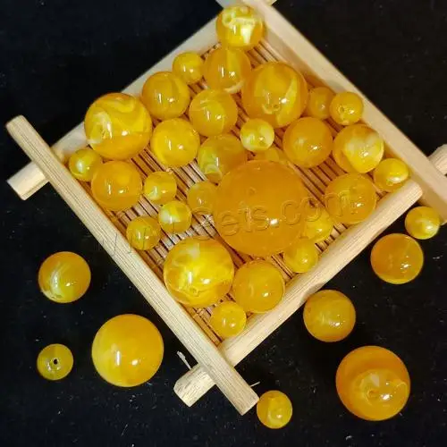 DIY jewelry making bulk Round Two Tone Acrylic Beads epoxy sticker Imitation beeswax size 6 8 10 12 14 16 18 20 22 24mm 1642412