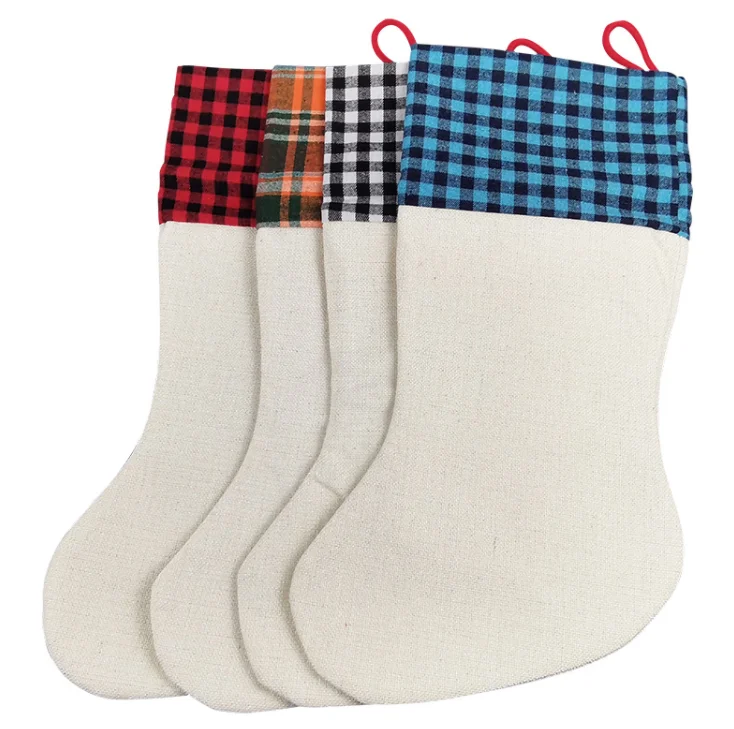 Yinsa SDW06 Cheapest Customize Heat Press Printing Sublimation blank With Colored Line Christmas Stocking