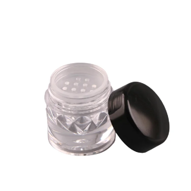 3ML Loose Powder Bottle Black Lid Transparent Thick Plastic Sifter Empty Cosmetic Eyeshadow Nail Glitter Packaging Container