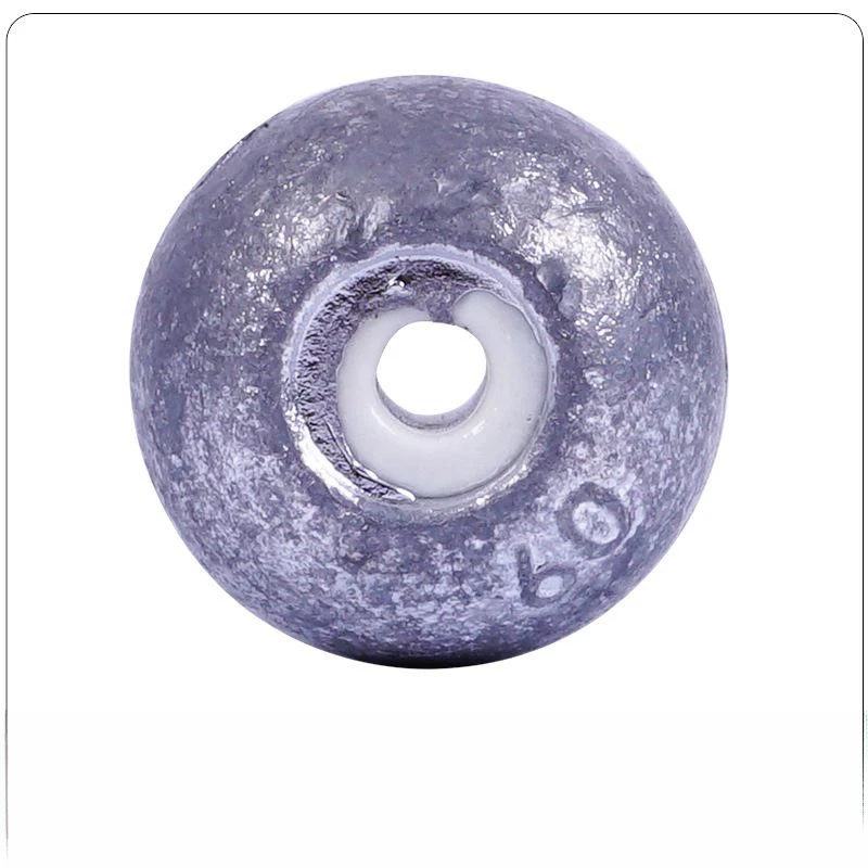 High Quality 12 Sizes 20G-100G Ball Shape Casting Lead Sinker With Ceramic Connecting Hole for Saltwater&Freshwater Fishing