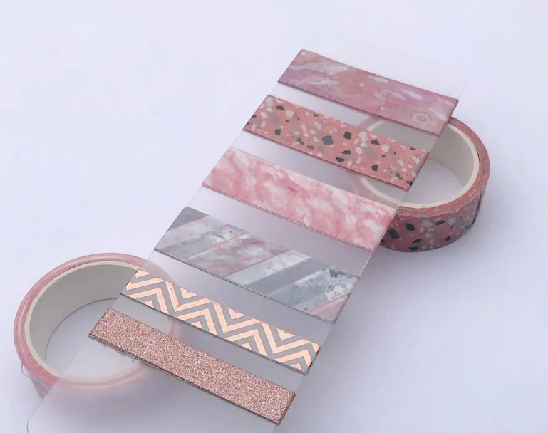 recycle clear  foil print handmade washi tape greeting cards custom