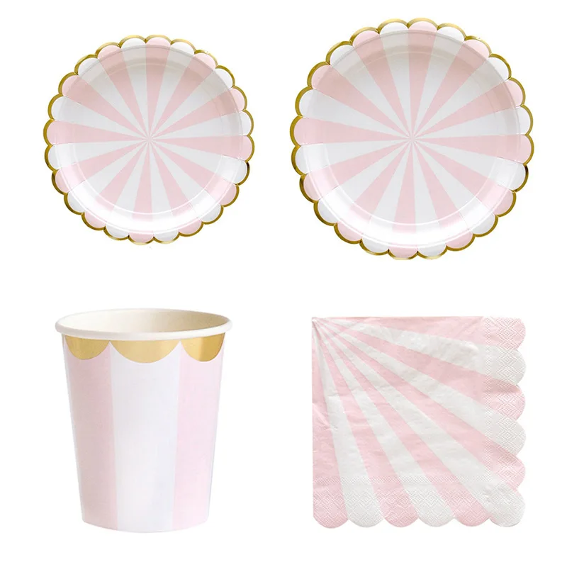 
Birthday party plates disposable paper Dish Sets Christmas wedding bridal Eco Friendly Colorful Disposable 50sets birthday dish 