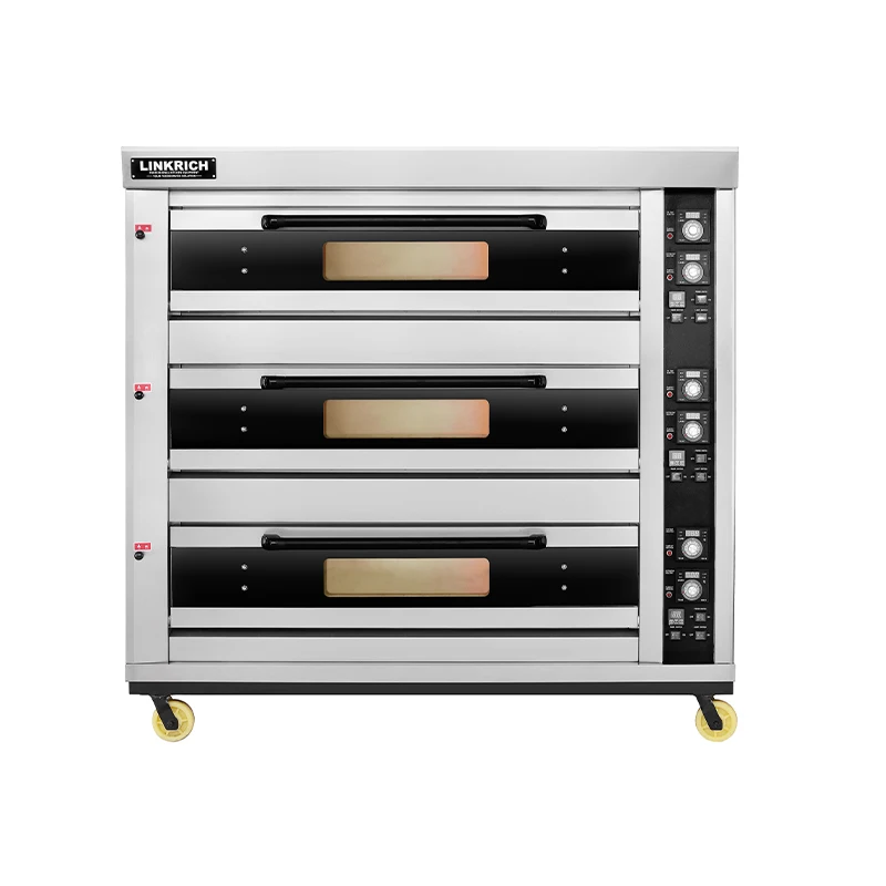 Linkrich Commercial Kitchen Stainless Steel Deck Gas Pizza Bread Cake Baking Oven For Bakery