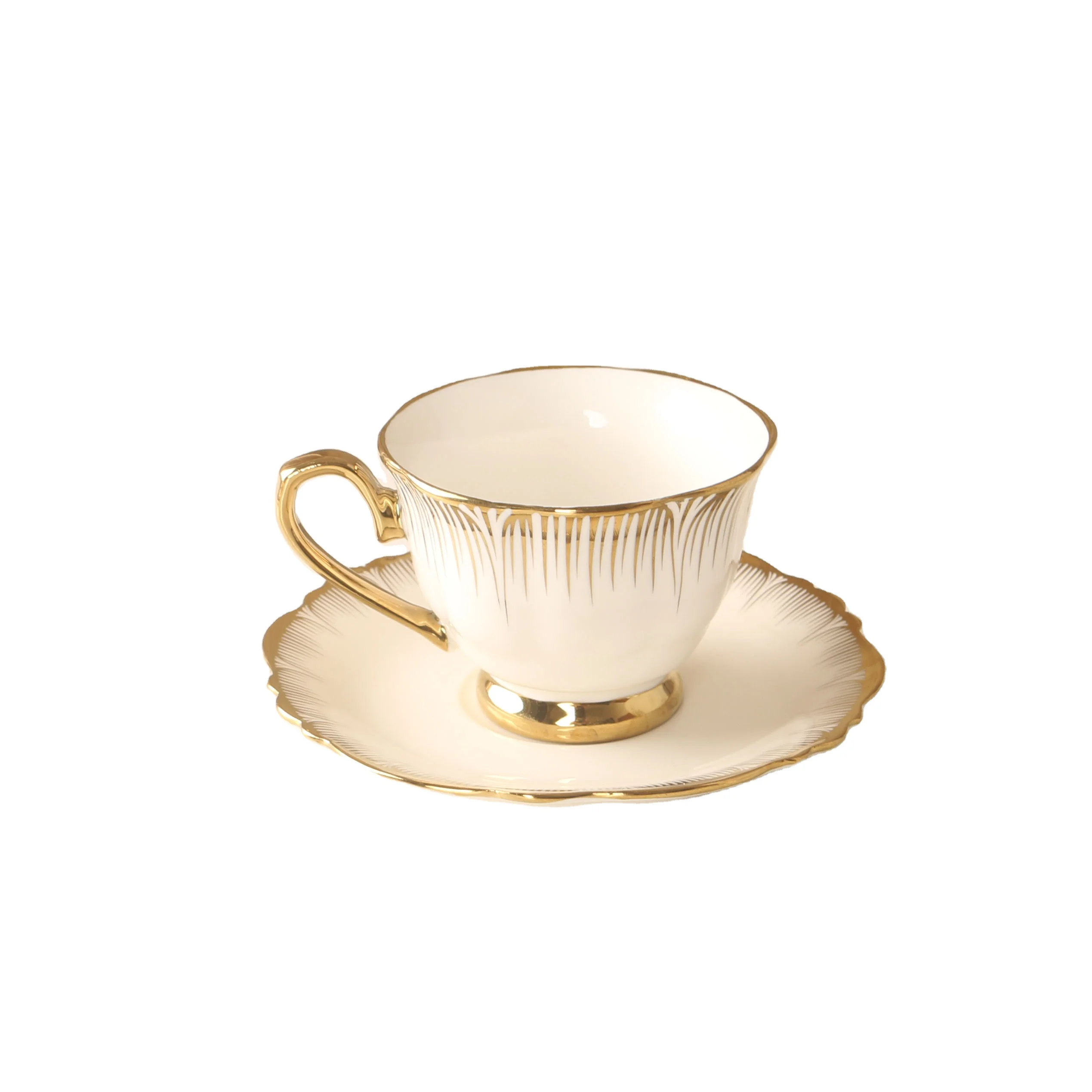 Porcelain Coffee Mug Electroplated Ceramic Cup Tea Espresso Cup Sets And Saucer