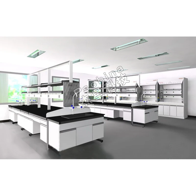 laboratory bench Steel & wood corner equipment bench Central lab work bench