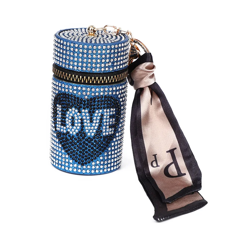 Label Lipgloss Mini Keychain Bag Custom Logo Cosmetic Bag Makeup Holder Fashion Niche Vintage Mini Bucket Bag keychain