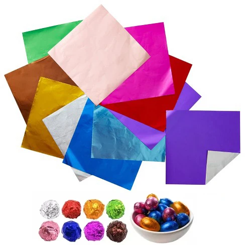 Custom Food Aluminum Foil 20 micron Printed Chocolate Wrapping Paper Candy Tinfoil Tea Tin Foil Packaging