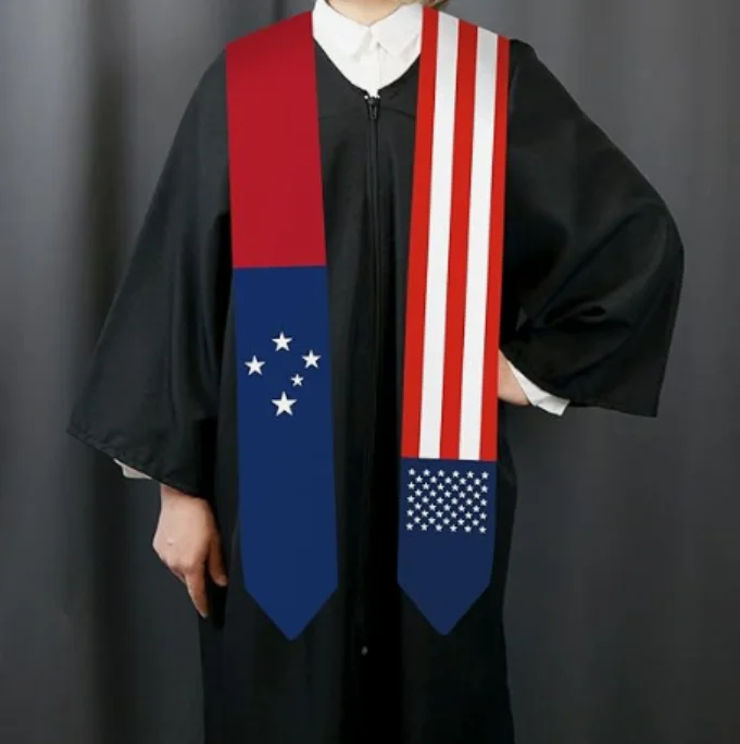 High Quality Graduation Stole Sash Samoa and Usa Flag Graduation Country Flag Graduation Stole for International Students