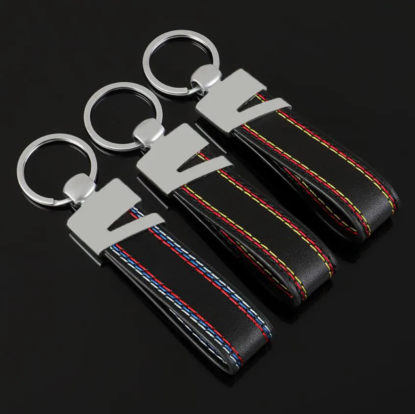 New style car Logo Leather Car Keychain for AMG BMW M Car Key chain