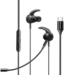 Stereo in Ear Earbuds with Microphone Bass Earbud Dual Mic Volume Control USB Type C Earphones For Google Xiaomi Oppo Samsung