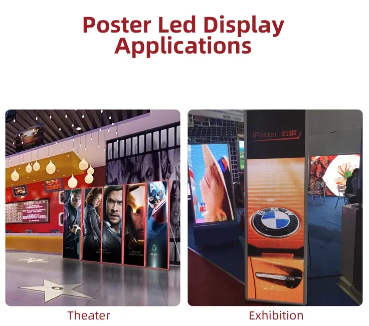 Digital Poster Led Screen Outdoor Indoor Led Display P1.8 P2 P2.5 P3 4g Wifi Usb Movable Mirror Poster Led Display Scree